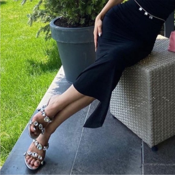 Zara Silver Crystal-Embellished Heels sandals - Picture 4 of 15